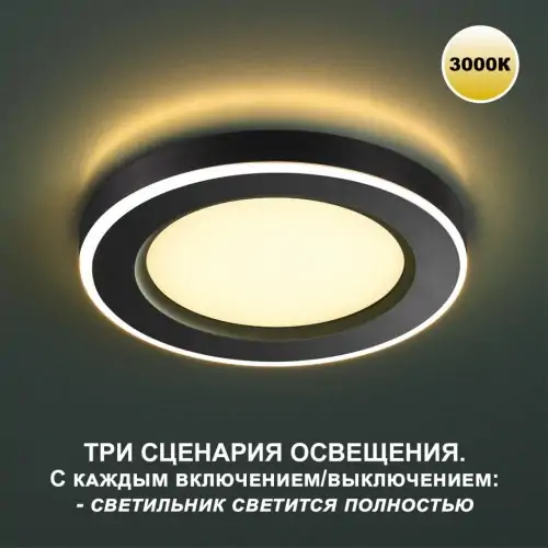 Светильник встраиваемый светодиодный (три сценария работы) Novotech Spot 359021 12W+4W черный