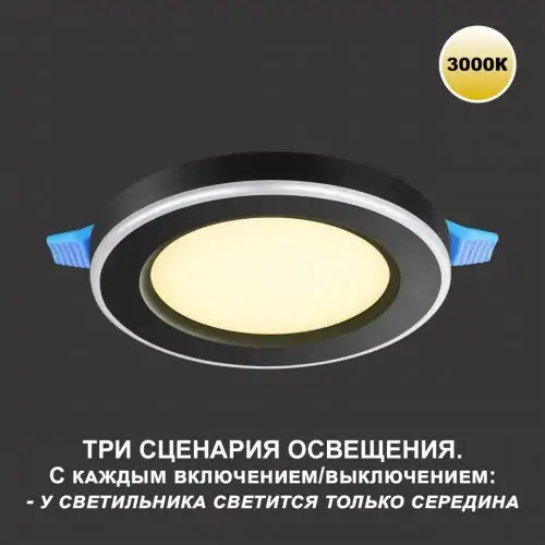 Светильник встраиваемый светодиодный (три сценария работы) Novotech Spot 359021 12W+4W черный