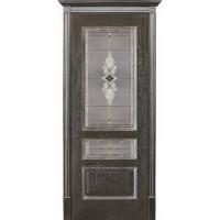 Межкомнатная дверь Porte Vista Классика Вена черная патина со стеклом витраж
