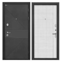 Входная дверь металлическая Интекрон Сицилия Remix ФЛ-613 черный (крашеный) / В-07 Лофт белый с молдингом