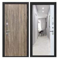 Входная дверь металлическая Интекрон Сицилия Remix цвет Дуб турин / ФЛЗ-305 Лофт белый с зеркалом в пол (12 мм)