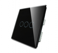 Сенсорный выключатель Livolo трехлинейный с функцией ДУ черный VL-C303R-62