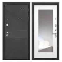 Входная дверь металлическая Интекрон Сицилия Remix ФЛ-613 черный (крашеный) / ФЛЗ-120М белая матовая с зеркалом (12 мм)