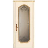 Межкомнатная дверь Дариано Женева F Слоновая кость золото со стеклом