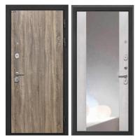 Входная дверь металлическая Интекрон Сицилия Remix цвет Дуб турин / ФЛЗ-516 сосна белая с зеркалом в пол (12 мм)
