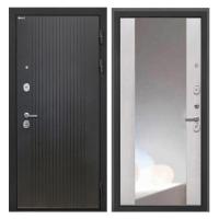 Входная дверь металлическая Интекрон Сицилия Remix цвет Лофт черный / ФЛЗ-516 сосна белая с зеркалом в пол (12 мм)