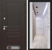 Входная дверь Лабиринт Мегаполис с зеркалом максимум - Сандал белый