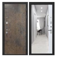 Входная дверь металлическая Интекрон Сицилия Remix цвет Гранж / ФЛЗ-305 Лофт белый с зеркалом в пол (12 мм)