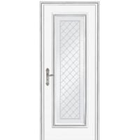 Межкомнатная дверь Дариано Родос Эмаль белая патина серебро со стеклом