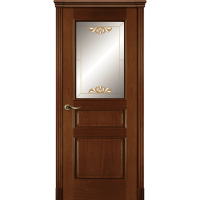 Межкомнатная дверь La Porte серия Classic модель 300.1 красное дерево витраж Милори