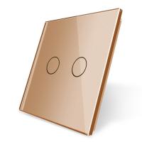 Стеклянная панель Livolo для двухлинейного выключателя золото C7-C2-13