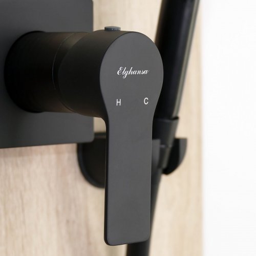 Смеситель Elghansa 35 mm SquareLine 34Q0743-Black (Set-84) встраиваемый для гигиенического душа черный