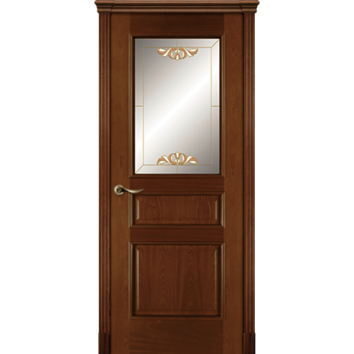 Межкомнатная дверь La Porte серия Classic модель 300.1 красное дерево витраж Милори