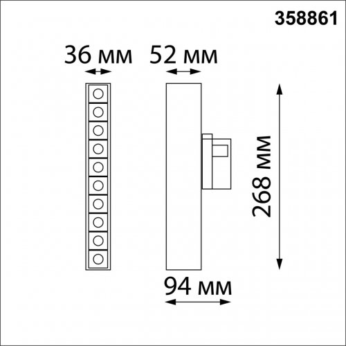 Трековый светодиодный светильник 3х-фазный Novotech Port 358861 16W черный