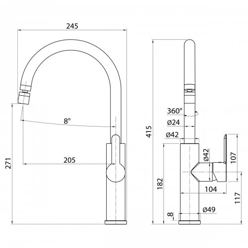 Смеситель Elghansa Kitchen 56B1498 для кухни хром