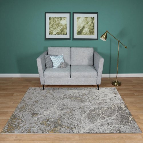 Турецкий ковер Almira GR734 Grey/Gold 1,5x0,8 м прямоугольный