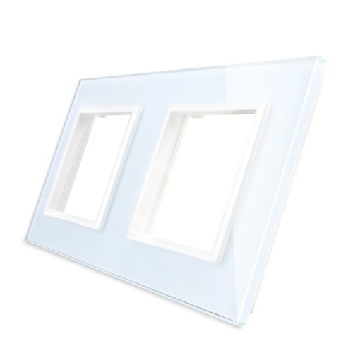 Стеклянная рамка Livolo двухпостовая белая C7-2SR-11