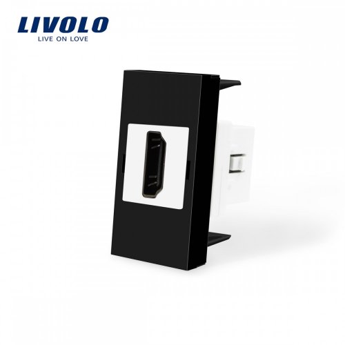 Механизм розетки HDMI Livolo черная VL-C7-1HD-12