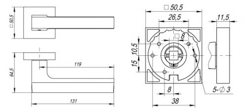 Ручка раздельная Fuaro (Фуаро) FLASH DM CP/SN-8 хром/матовый никель