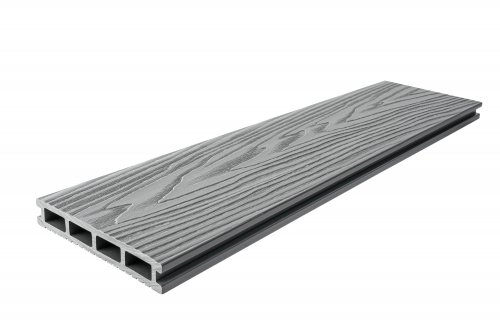 Террасная доска T-DECKS Premium 3D Optima Classic+Solo, без обработки, 4000х150х25мм, цвет серый