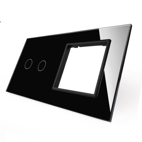 Стеклянная панель Livolo для одного двухклавишного сенсорного выключателя и одной розетки C7-C2/SR-12