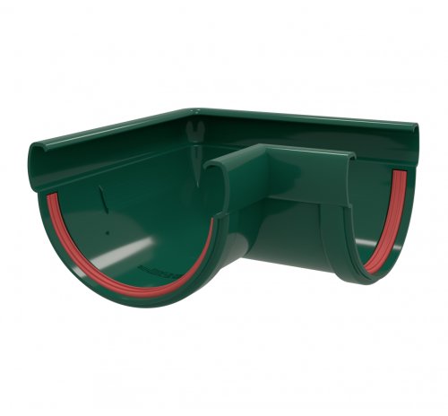 Угол желоба 90 град.Дизайн 135 ПВХ Grand Line зелёный RAL 6005