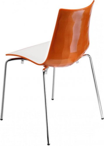 Стул пластиковый Zebra Bicolore 4 legs хром/белый/оранжевый