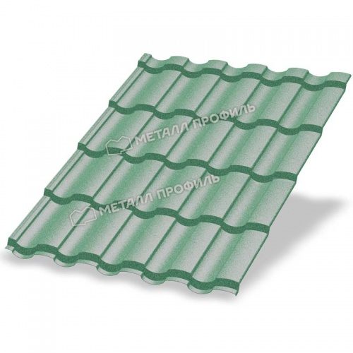 Металлочерепица МП Монтекристо-X (PURMAN-20-Tourmalin-0.5) Tourmalin Светло-зеленый металлик