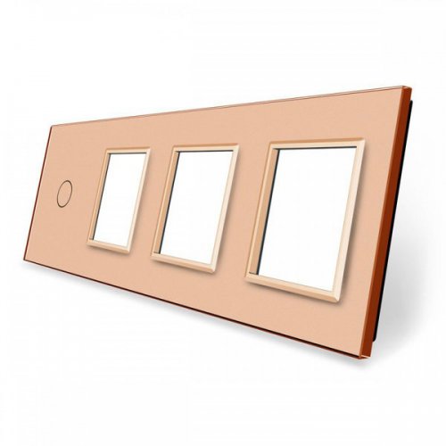 Стеклянная панель Livolo для одноклавишного сенсорного выключателя и трех розеток C7-C1/SR/SR/SR-13