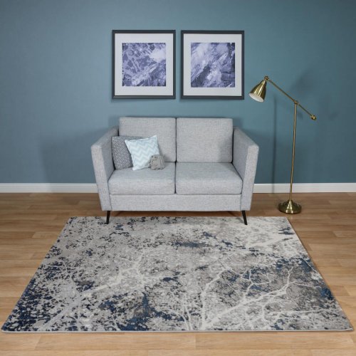 Турецкий ковер Almira GR734 Grey/N.Blue 1,5x0,8 м прямоугольный