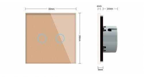 WiFi Сенсорный двухлинейный проходной выключатель Livolo ZigBee (золото) VL-C702SZ-13
