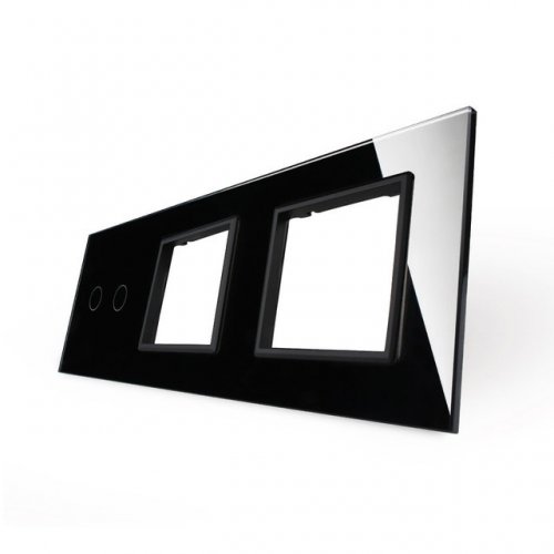 Стеклянная панель Livolo для двухклавишного сенсорного выключателя и двух розеток C7-C2/SR/SR-12
