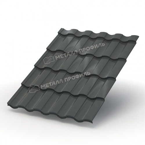 Металлочерепица МП Монтекристо-ML (PURETAN-20-RR23-0.5) RR23 Темно-серый
