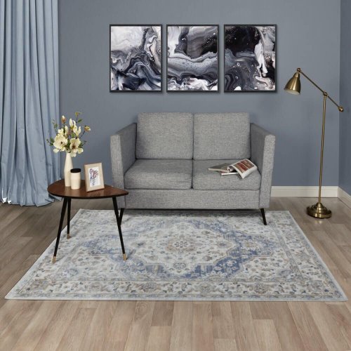 Турецкий ковер Trendy 5461B Cream/Blue 1,5x0,8 м прямоугольный