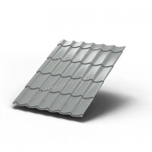Металлочерепица МП Монтеррей (ПРМ-03-9006-0.5) 9006 Белый алюминий