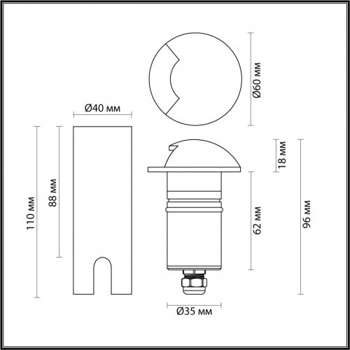 Встраиваемый грунтовый светильник Odeon Light Wald 6662/1GL LED 3W
