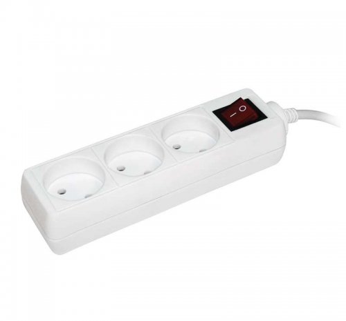 Удлинитель 3х3м без заземл. 10А IP20 УЗК с выкл. ПВС 2х0.75 ИЭК WYP10-06-03-03-K-N