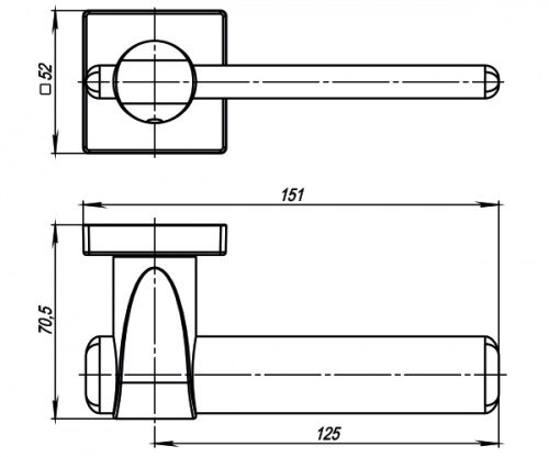 Ручка раздельная Armadillo (Армадилло) AJAX USQ1 SN/CP/SN-12 Матовый никель/Хром