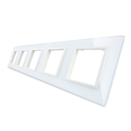 Стеклянная рамка Livolo пятипостовая белая C7-5SR-11