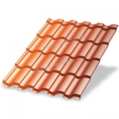 Металлочерепица МП Монтекристо-X (AGNETA-20-Copper\Copper-0.5) Copper Медный