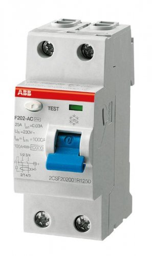 Выключатель дифференциального тока (УЗО) 2п 40А 30мА тип AC F202 ABB 2CSF202001R1400