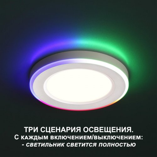 Светильник встраиваемый светодиодный (три сценария работы) Novotech Spot 359010 12W+4W белый
