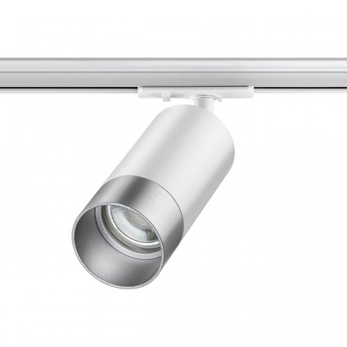 Трековый светильник для однофазного двухжильного шинопровода Novotech Port 370862 9W белый/серебро