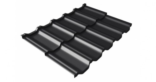 Металлочерепица Grandline модульная Квинта Uno c 3D резом 0.45 Drap RAL 9005 черный