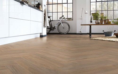 Ламинат Kronotex Herringbone 10 мм Дуб Эльба бежевый D6014