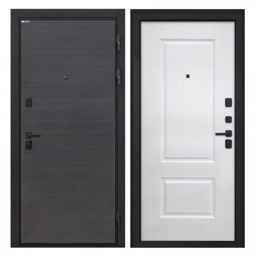 Входная дверь металлическая Интекрон Профит Black цвет Эковенге поперечный / Альба Роял вуд белый (12 мм)