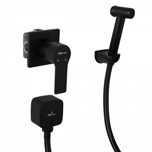 Смеситель Elghansa 35 mm SquareLine 34Q0743-Black (Set-84) встраиваемый для гигиенического душа черный