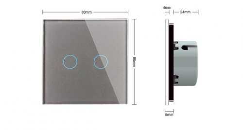 Сенсорный двухлинейный выключатель Livolo ZigBee (серый ) VL-C702Z-15