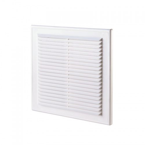 Решетка Vents 204х204 мм МВ150с, с сеткой, пластик, белая