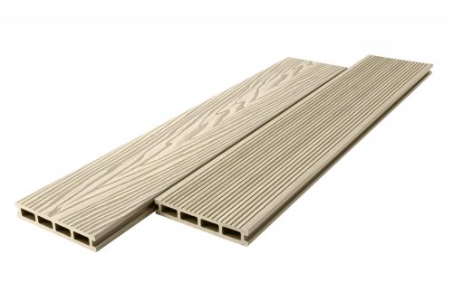 Террасная доска T-DECKS Premium 3D Optima Classic+Solo, брашинг двусторонний, 4000х150х25мм, цвет слоновая кость